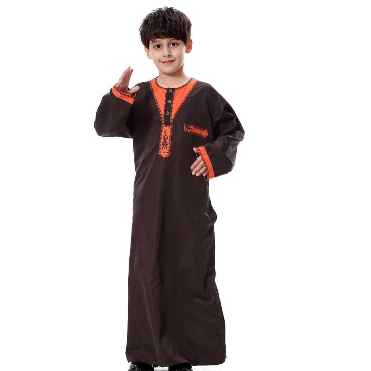 Middle East Youth Boys Traditional Robe – Ethnic Embroidered Festival Outfit