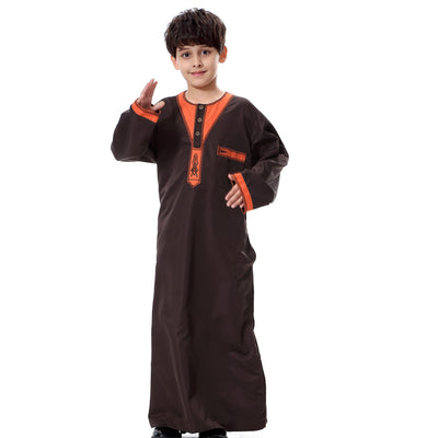 Middle East Youth Boys Traditional Robe – Ethnic Embroidered Festival Outfit