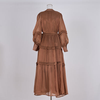 F&R Serina Pleated Lantern Sleeve Dress