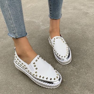 F&R Fashion Rivet Flat Sneakers for Women