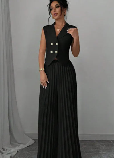 F&R Summer Button Vest Top with Pleated Trousers