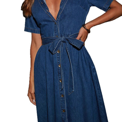 F&R Delia Lace-Up Denim Dress
