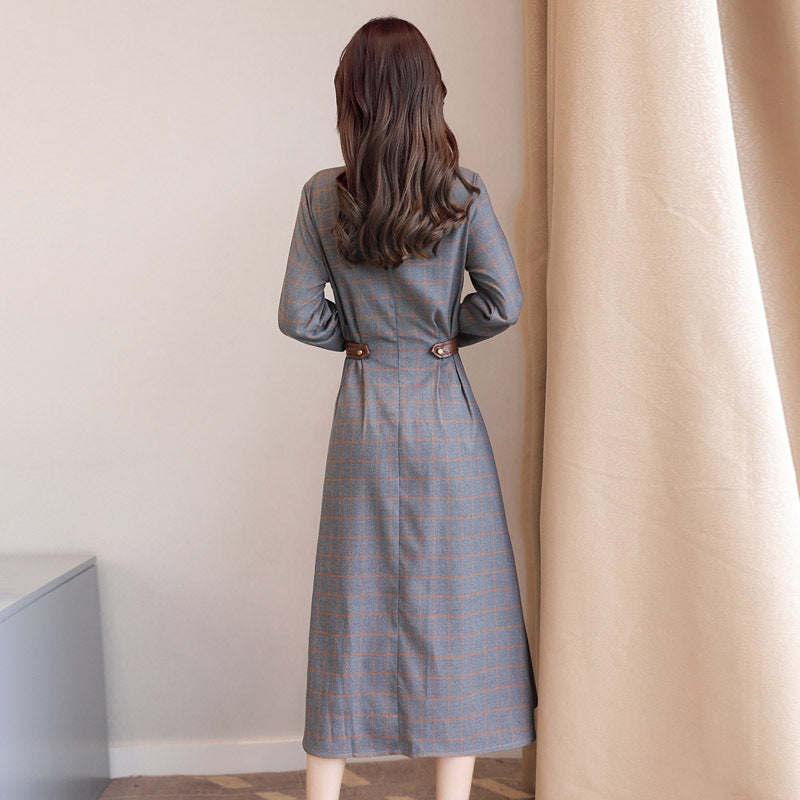 F&R Seoul Grace Plaid Long Sleeve Maxi Dress