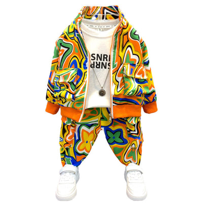 Boys’ Spring Cotton Two-Piece Outfit – Long Sleeve Shirt & Pants