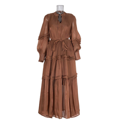 F&R Serina Pleated Lantern Sleeve Dress