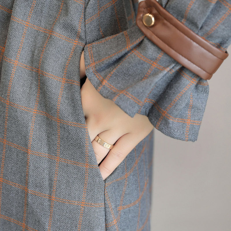 F&R Seoul Grace Plaid Long Sleeve Maxi Dress