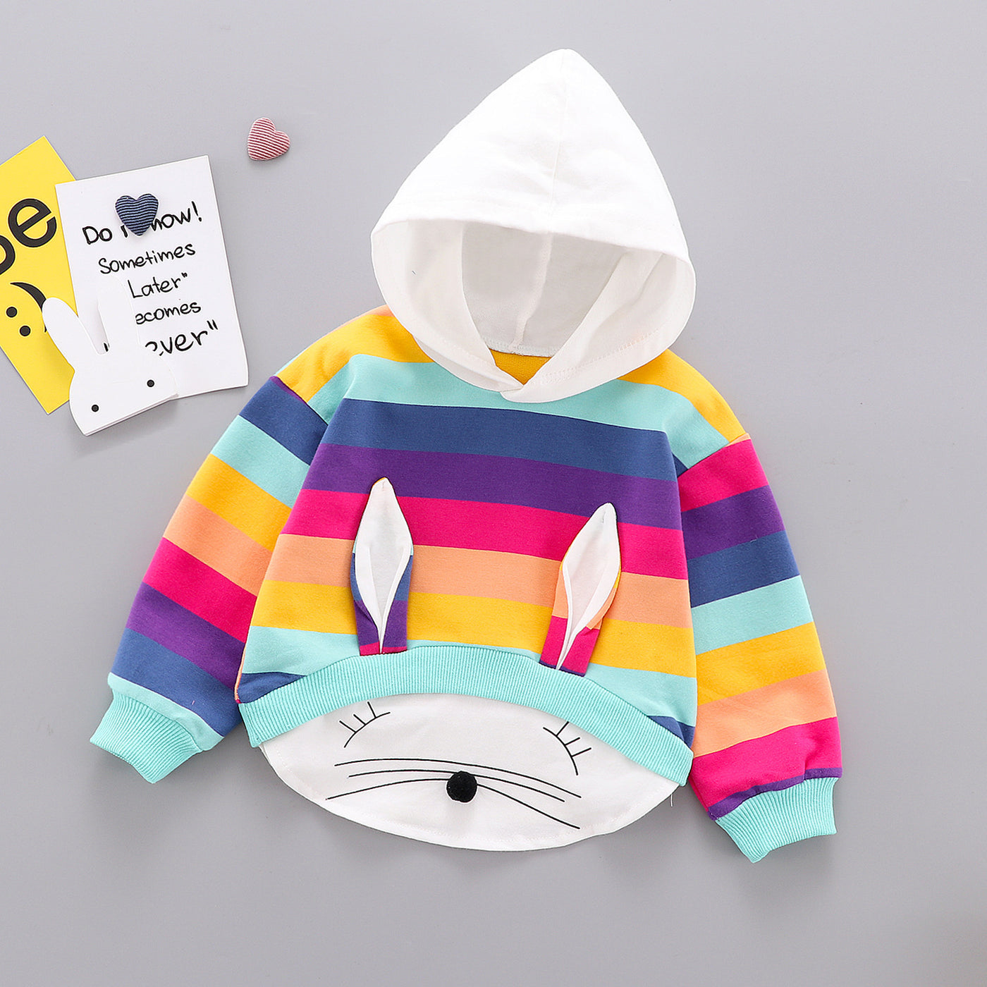 Baby Girl Long-Sleeved Cotton Hoodie – Cute Ear Design