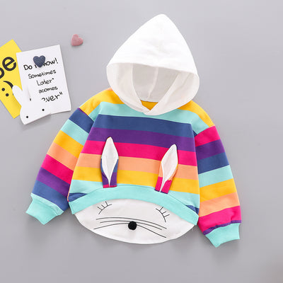 Baby Girl Long-Sleeved Cotton Hoodie – Cute Ear Design