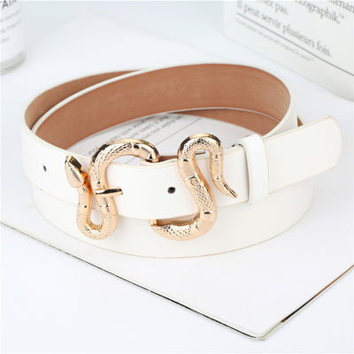 F&R Snake-Buckle PU Belt