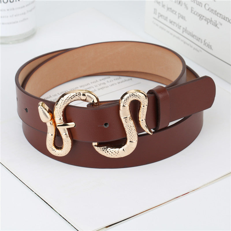 F&R Snake-Buckle PU Belt