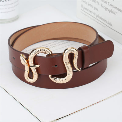 F&R Snake-Buckle PU Belt