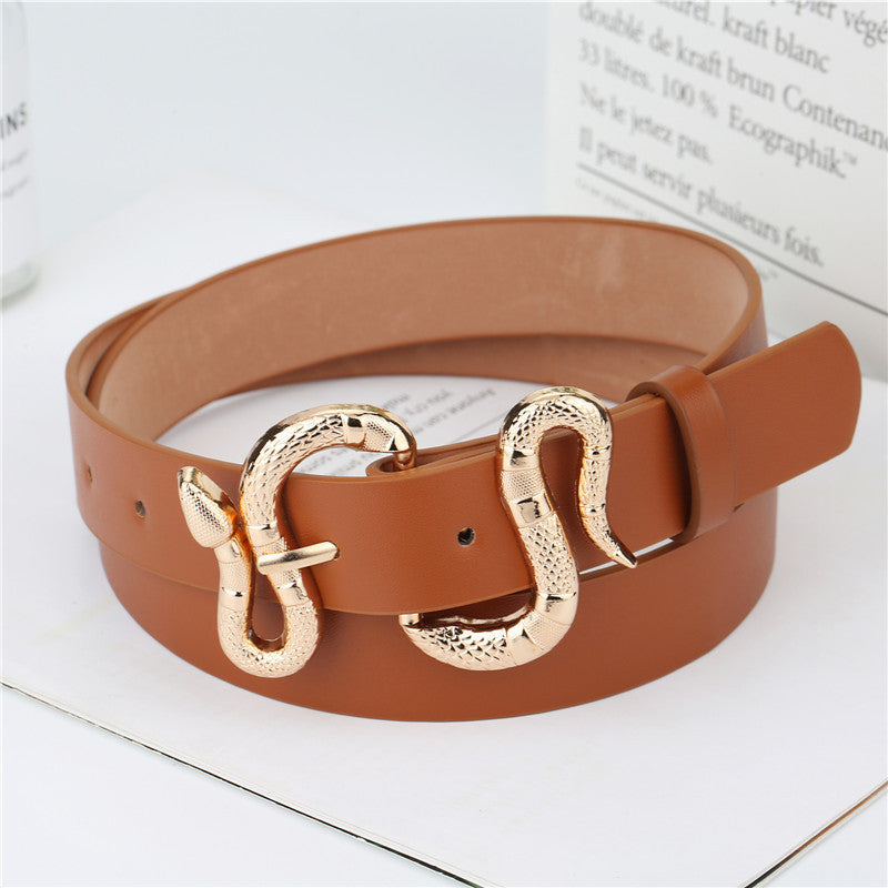 F&R Snake-Buckle PU Belt