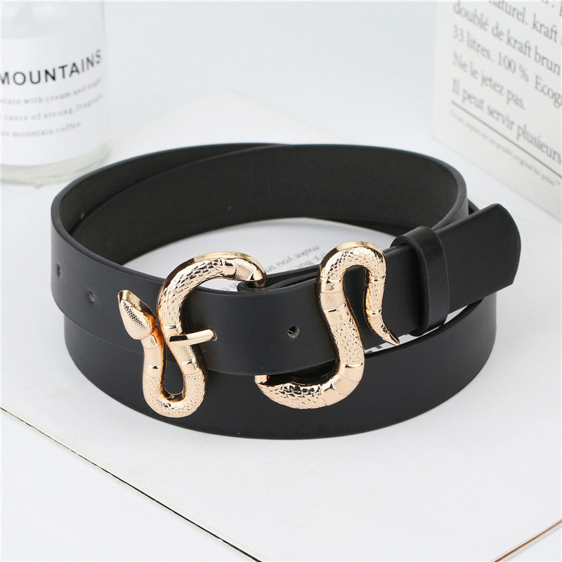 F&R Snake-Buckle PU Belt