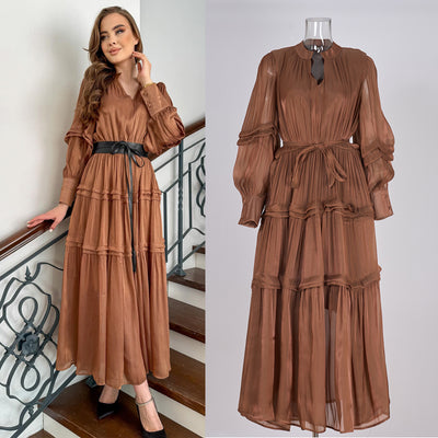 F&R Serina Pleated Lantern Sleeve Dress