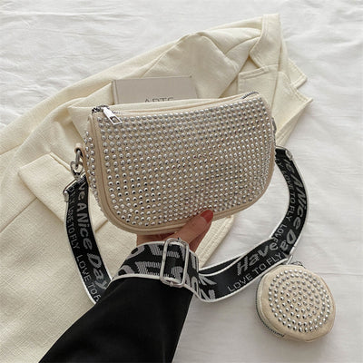 F&R Rhinestone Shoulder Bag with Small Purse