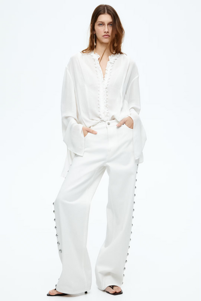 F&R Studded White Jeans