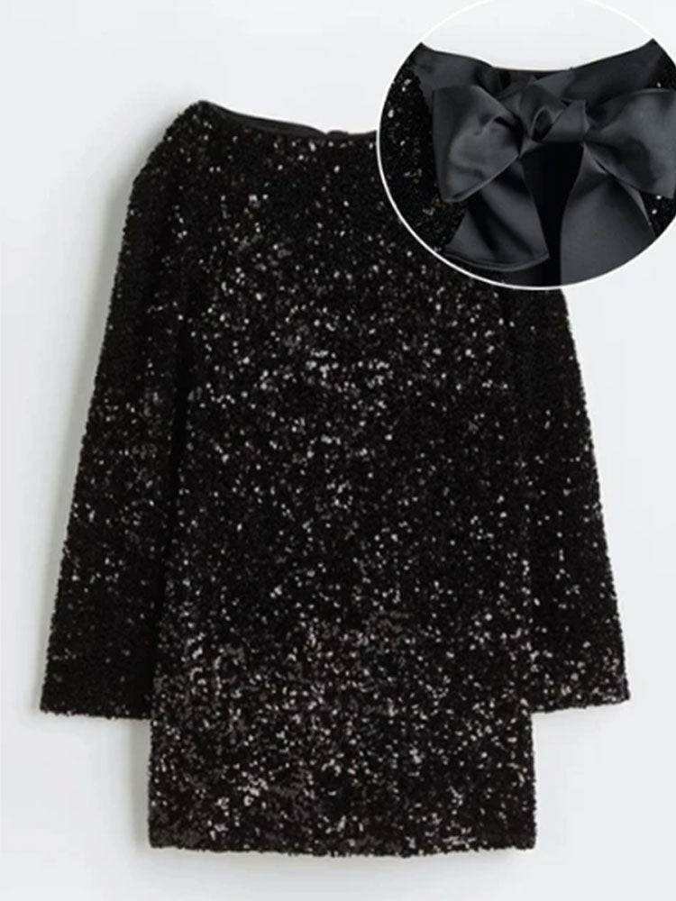 F&R Sequin Back Bow Dress