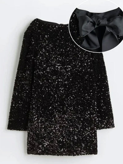 F&R Sequin Back Bow Dress
