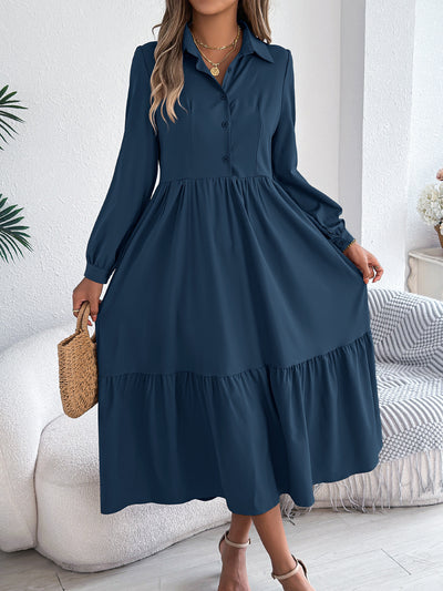 F&R Liyana Ruffle-Flow Shirt Dress
