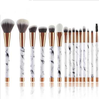 F&R Valora 15-Piece Marble Makeup Brush Set