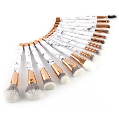 F&R Valora 15-Piece Marble Makeup Brush Set