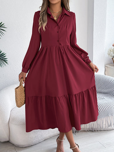 F&R Liyana Ruffle-Flow Shirt Dress