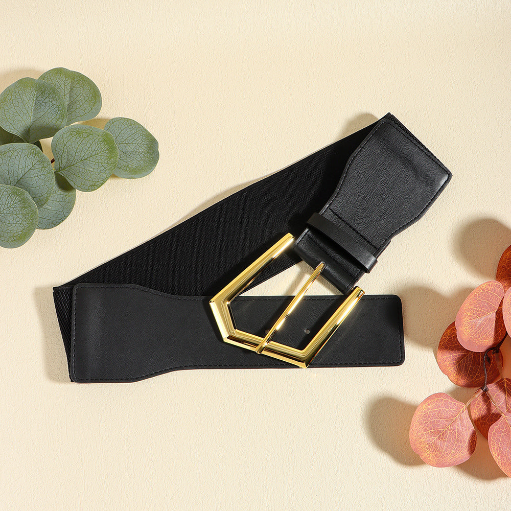 F&R Temperament Elastic Black Stretch Metal Waist Belt