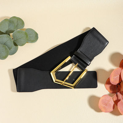 F&R Temperament Elastic Black Stretch Metal Waist Belt