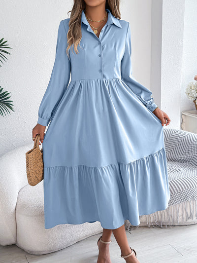 F&R Liyana Ruffle-Flow Shirt Dress