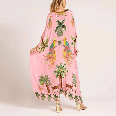 F&R Spring V-Neck Print Loose Fashion Dress