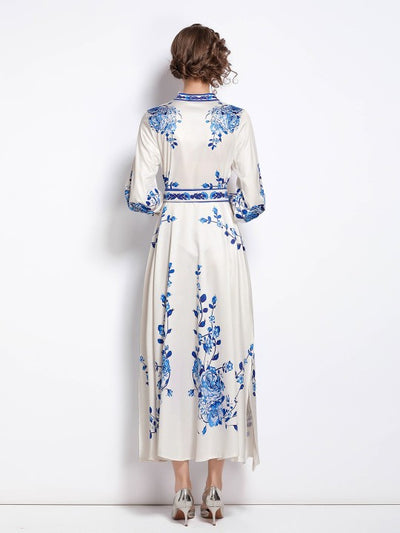 F&R Royal Blue Porcelain A-Line Dress