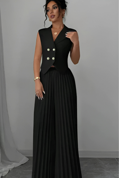 F&R Summer Button Vest Top with Pleated Trousers
