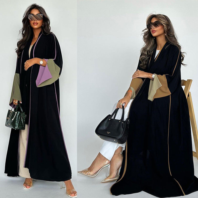 F&R Fashion Middle East Stitching Large Sleeves Cardigan | Dubai Elegant Long Dress