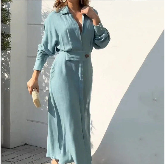 F&R V-Neck Long Sleeve Lapel Dress