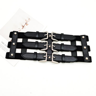 F&R Super-Wide Hollow Rivet Elastic Waist Belt
