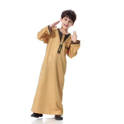 Middle East Youth Boys Traditional Robe – Ethnic Embroidered Festival Outfit