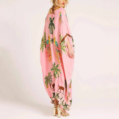 F&R Spring V-Neck Print Loose Fashion Dress