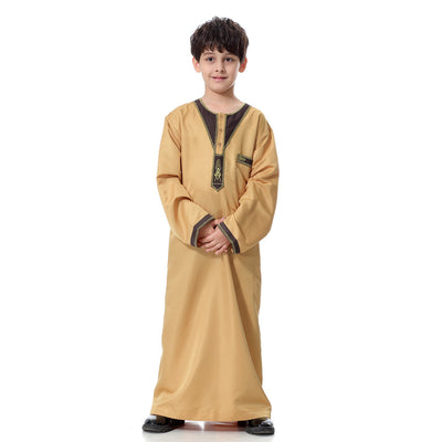Middle East Youth Boys Traditional Robe – Ethnic Embroidered Festival Outfit