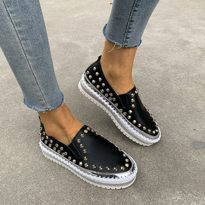 F&R Fashion Rivet Flat Sneakers for Women
