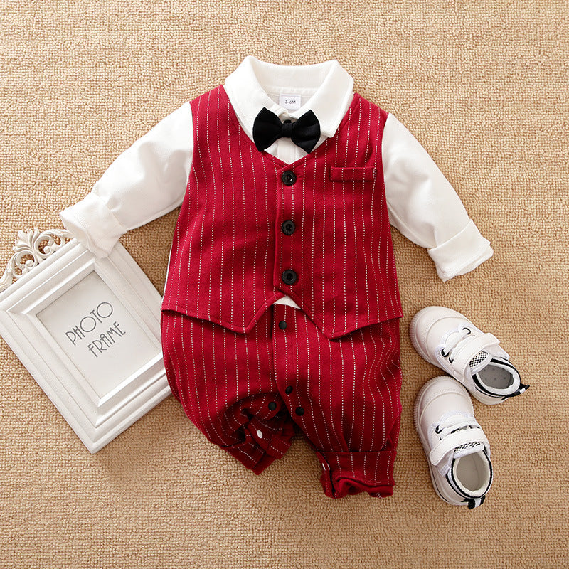 Baby Boy Cotton Romper – Long Sleeve Autumn Outfit