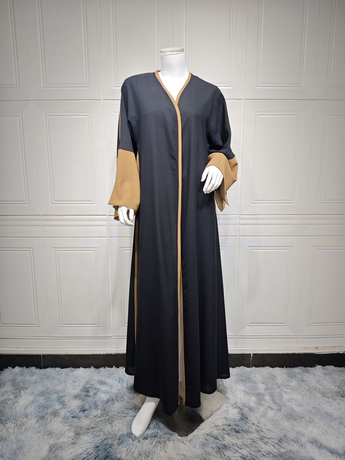F&R Fashion Middle East Stitching Large Sleeves Cardigan | Dubai Elegant Long Dress