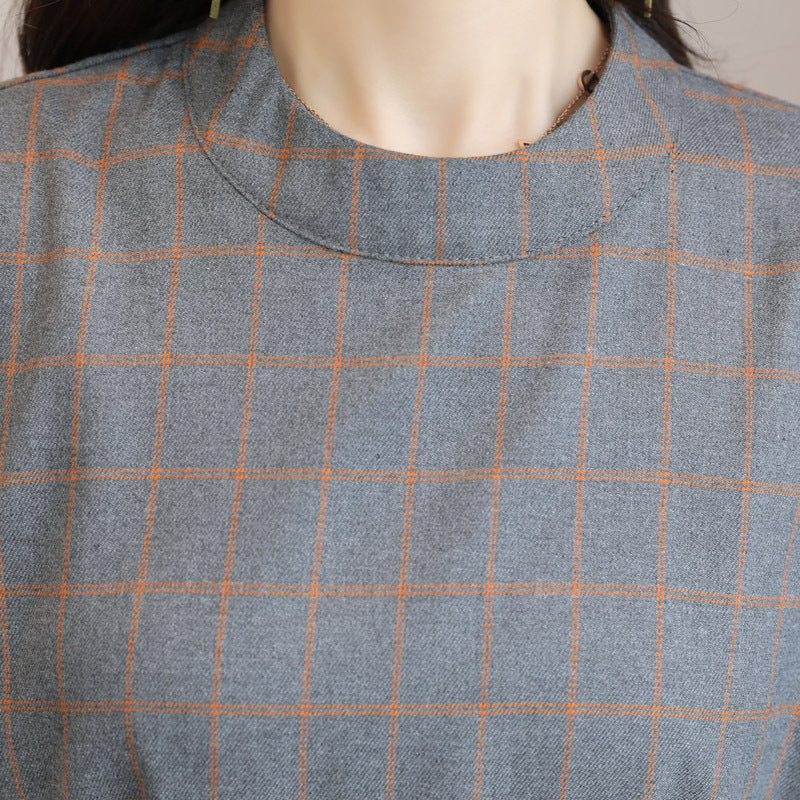 F&R Seoul Grace Plaid Long Sleeve Maxi Dress