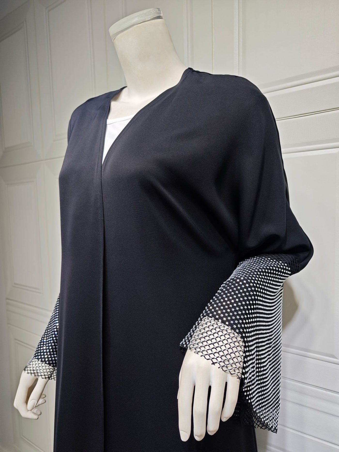 F&R Luma Diamond Mesh Abaya Robe