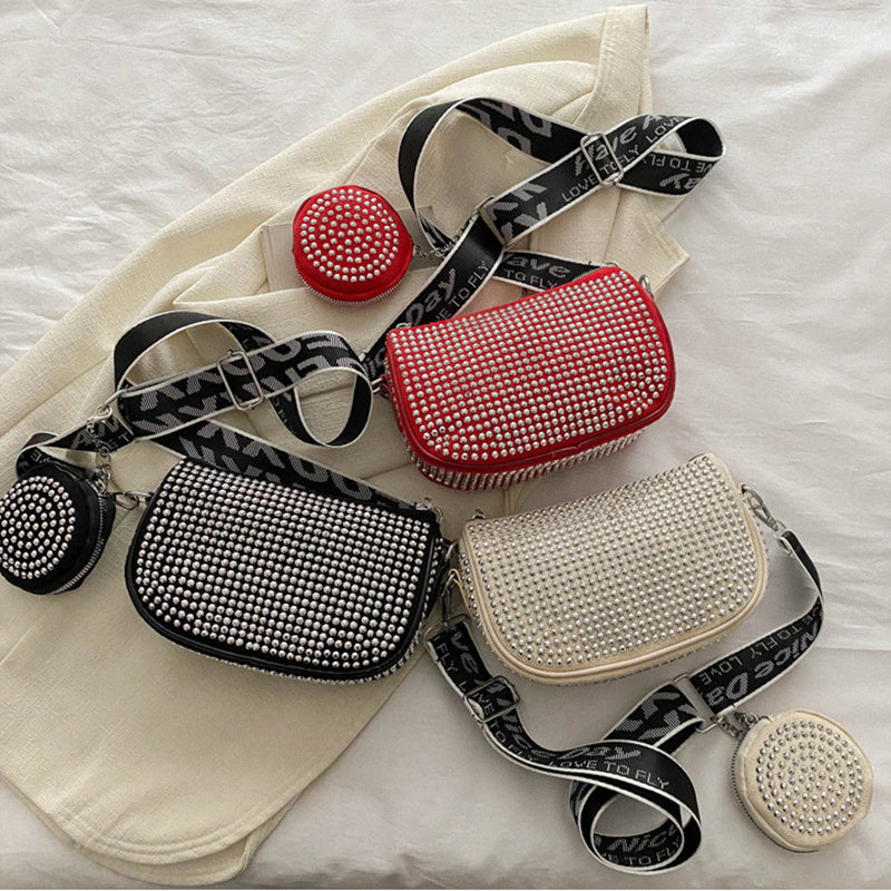 F&R Rhinestone Shoulder Bag with Small Purse
