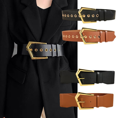 F&R Temperament Elastic Black Stretch Metal Waist Belt