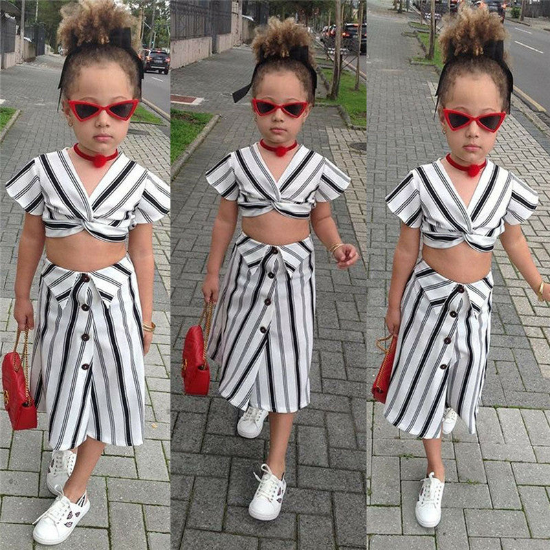 Baby Girl Striped Sleeveless Top & Long Skirt Set – Princess Outfit
