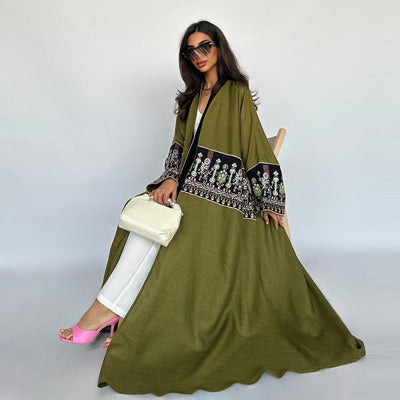 F&R Women's Middle East Embroidered Cardigan | Elegant Long Robe