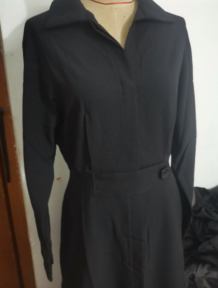 F&R V-Neck Long Sleeve Lapel Dress