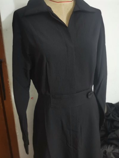 F&R V-Neck Long Sleeve Lapel Dress