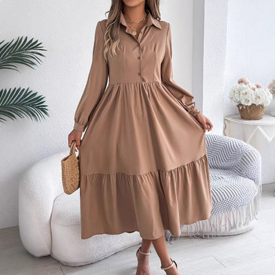 F&R Liyana Ruffle-Flow Shirt Dress